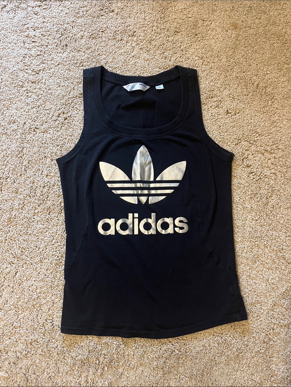 adidas Black Tank with Metallic Gold Logo